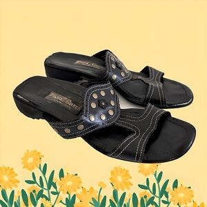 Paul Green Black Studded Slides